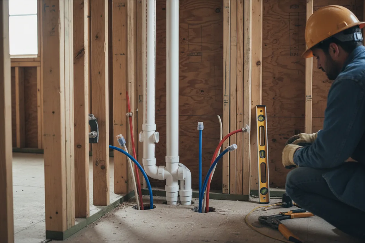 Drain and supply rough-in during Garbage Disposal Repair in Dewar